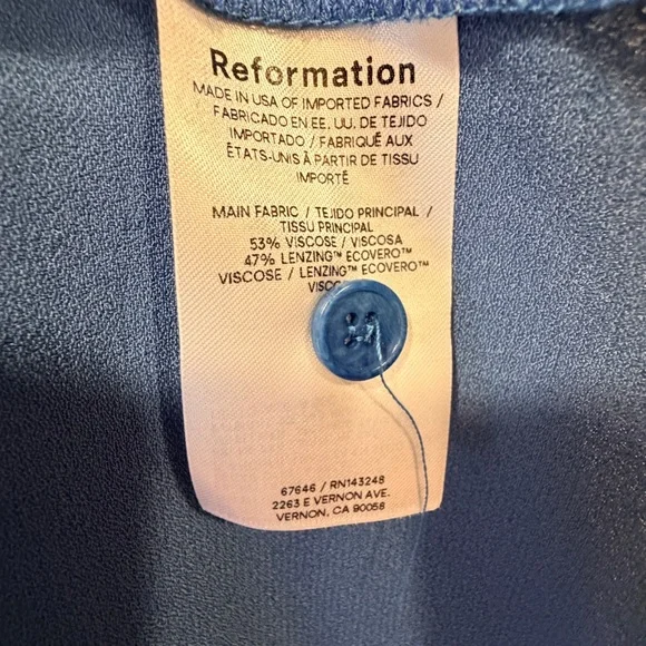 Reformation Blue “Wilda” V-Neck Button-Front Maxi Dress - Picture 7 of 9